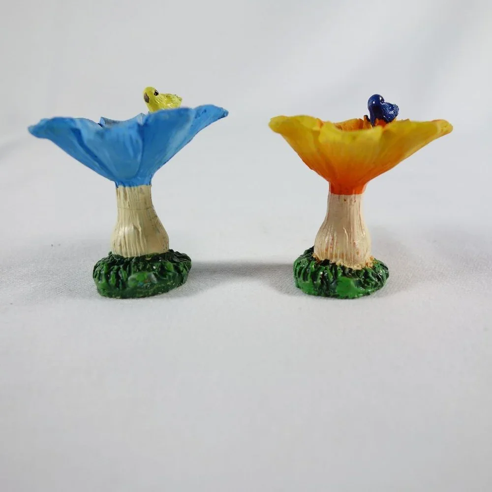 Miniature Garden Fairies Birdbaths Flowers‎ Figurines Resin 7 Piece Set